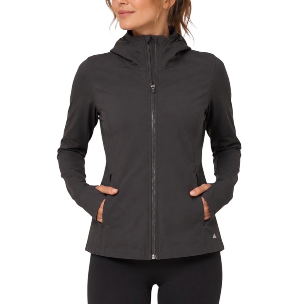 Balance Athletica Women's S Full Zip Performance Hooded Jacket‎ Solid Black New